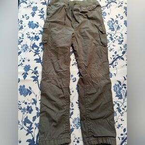 Boys Olive Green Cargo Jogger Pants - Casual Utility Style